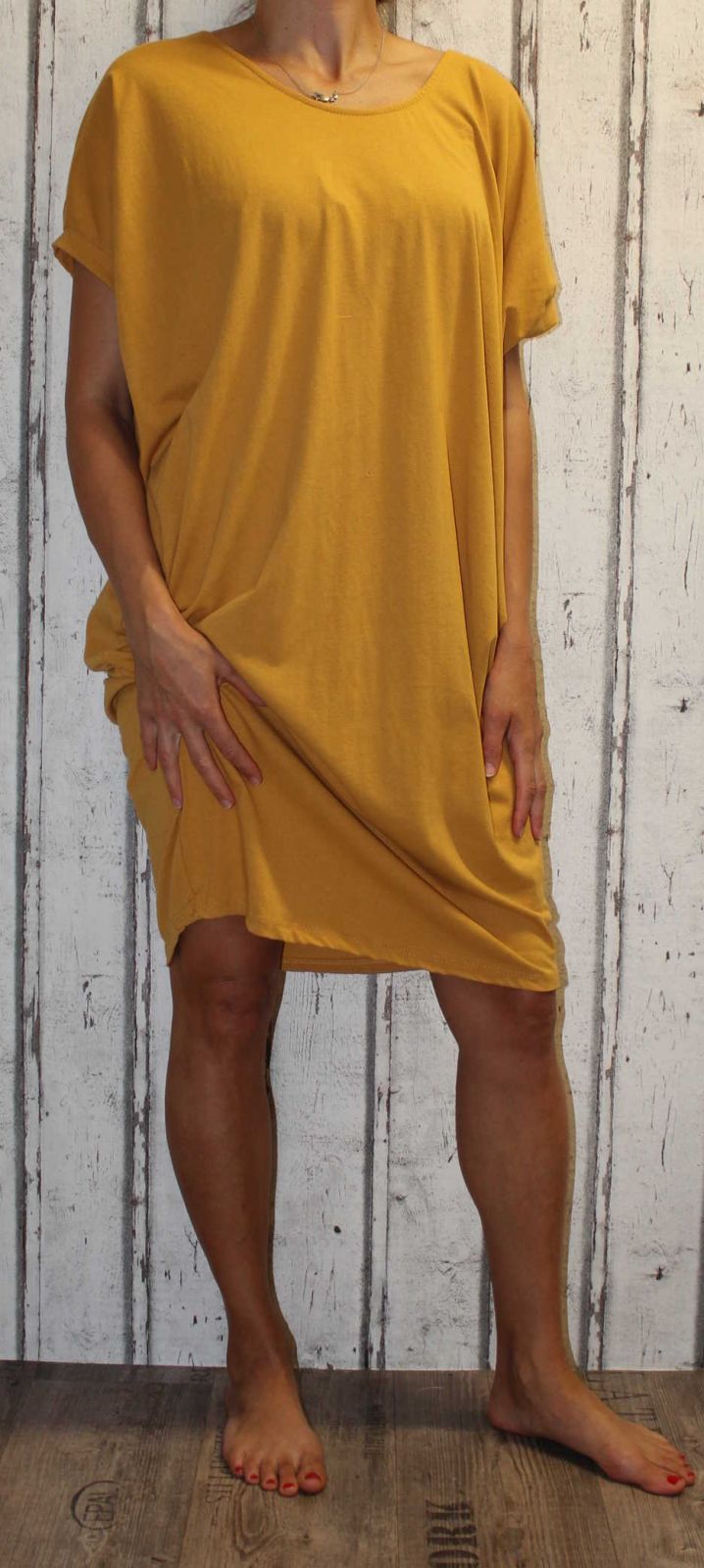 Dámské letní šaty, plážové šaty, dámská tunika, pohodlné šaty dámské volné šaty, velké žluté šaty Italy Moda