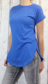 Dámské bavlněné tričko krátký rukáv, dámské dlouhé tričko tričko s rozparky, dlouhé modré tričko, dlouhá tunika