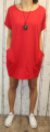 Dámské letní šaty, plážové šaty, dámská tunika, pohodlné šaty dámské šaty volný střih, červené šaty