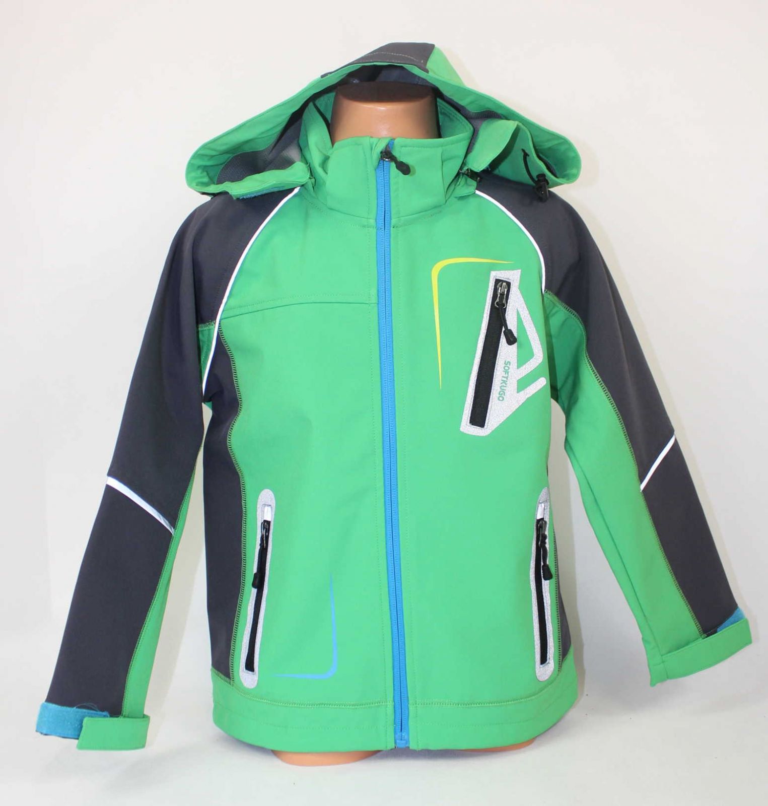 Dětská jarní softshellová bunda KUGO, chlapecká softshellová bunda, jarní bunda, zelená jarní softshellová bunda
