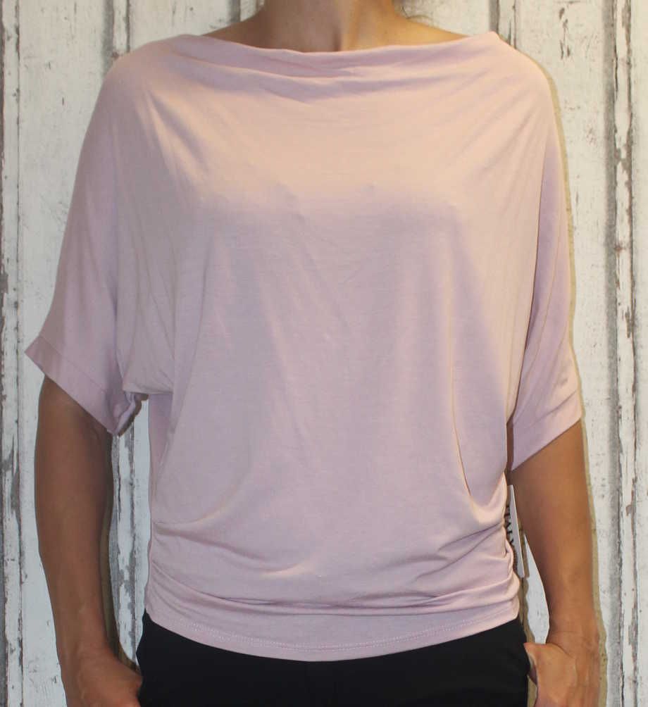 Dámské tričko krátký rukáv, tričko spadlá ramena, dámské volné triko, dámské růžové tričko Italy Moda
