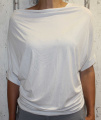 Dámské tričko krátký rukáv tričko spadlá ramena dámské volné triko, bílé volné tričko Italy Moda