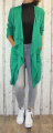 Dámský bavlněný kardigan, zelený kardigan, dámská dlouhá mikina, zelená mikina Italy Moda