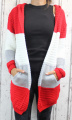 Dámské sako, dámský kardigan, pletený kardigan, dámský dlouhý svetr, dlouhý pletený kardigan, dámský svetr, červeno-šedý dlouhý svetr