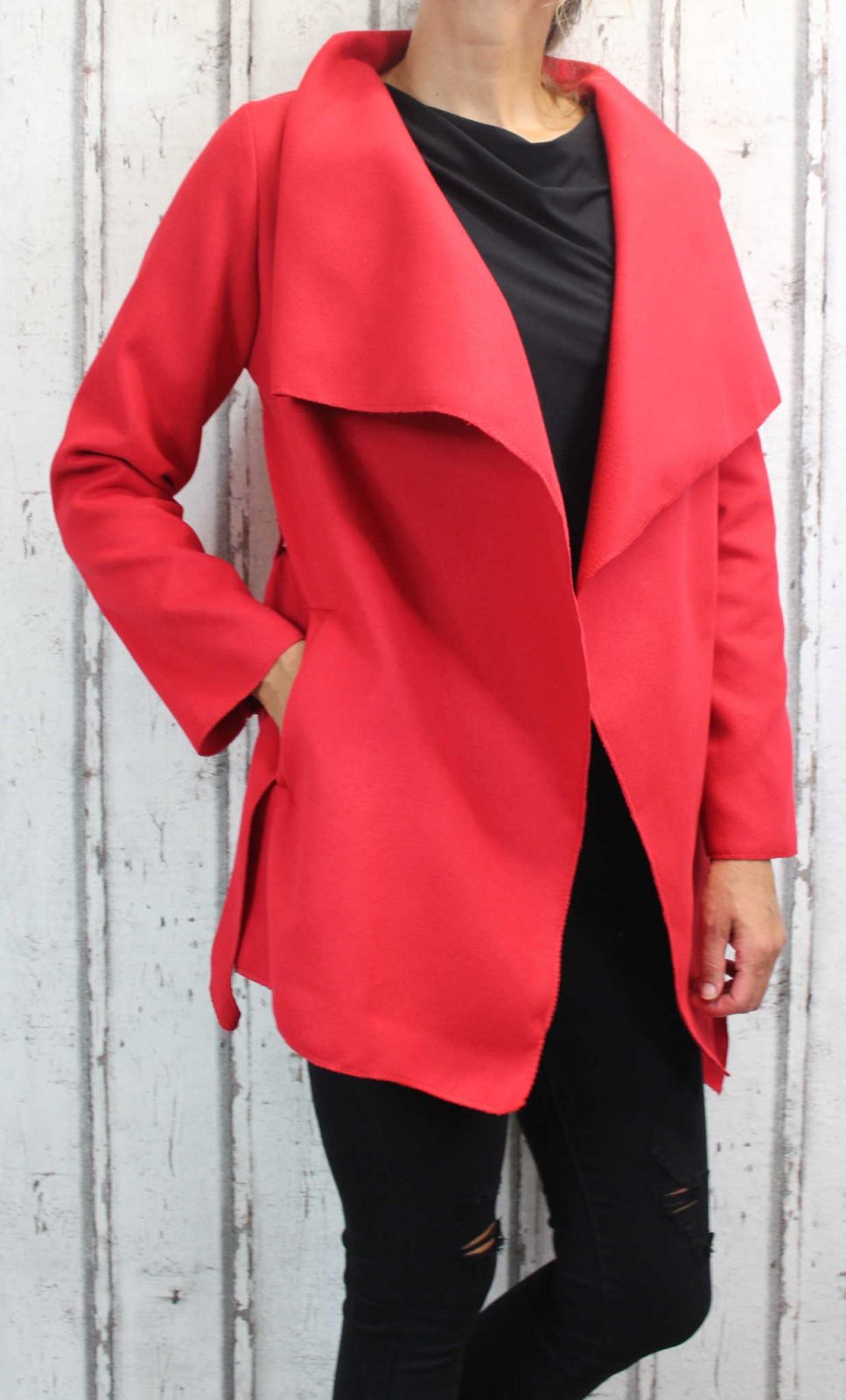 Dámský fleesový kabát, dámský kabátek, jarní kabát, podzimní kabát, dámský červený fleesový kabát