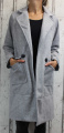 Dámský fleesový kabát, dámský kabátek, jarní kabát, podzimní kabát, dámský šedý dlouhý kabát, šedý fleesový kabát, dlouhý slabý kabát, kabát s podšívkou, kabát na knoflík, oversize kabát | XL