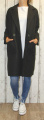 Dámský fleesový kabát, dámský kabátek, jarní kabát, podzimní kabát, dámský černý dlouhý kabát, černý fleesový kabát, dlouhý slabý kabát, kabát s podšívkou, kabát na knoflík, oversize kabát