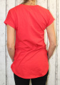 Dámské bavlněné tričko krátký rukáv, dámské dlouhé tričko tričko s rozparky, červené dlouhé triko, bavlněné dlouhé tričko Italy Moda
