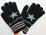 Dětské prstové rukavice, černé prstové rukavice, úpletové rukavice, pletené rukavice, dívčí prstové rukavice
