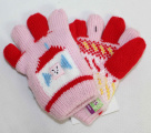 Dětské prstové rukavice, červené prstové rukavice, teplejší rukavice, pletené rukavice, prstové rukavice, dívčí prstové rukavice