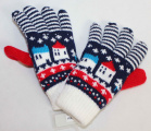 Dětské prstové rukavice, modro-červené prstové rukavice, úpletové rukavice, pletené rukavice, dívčí prstové rukavice, teplé rukavice, chlapecké prstové rukavice