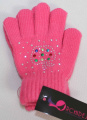 Dětské prstové rukavice, růžové  s kamínky prstové rukavice, slabé rukavice, pletené rukavice, dívčí prstové rukavice,