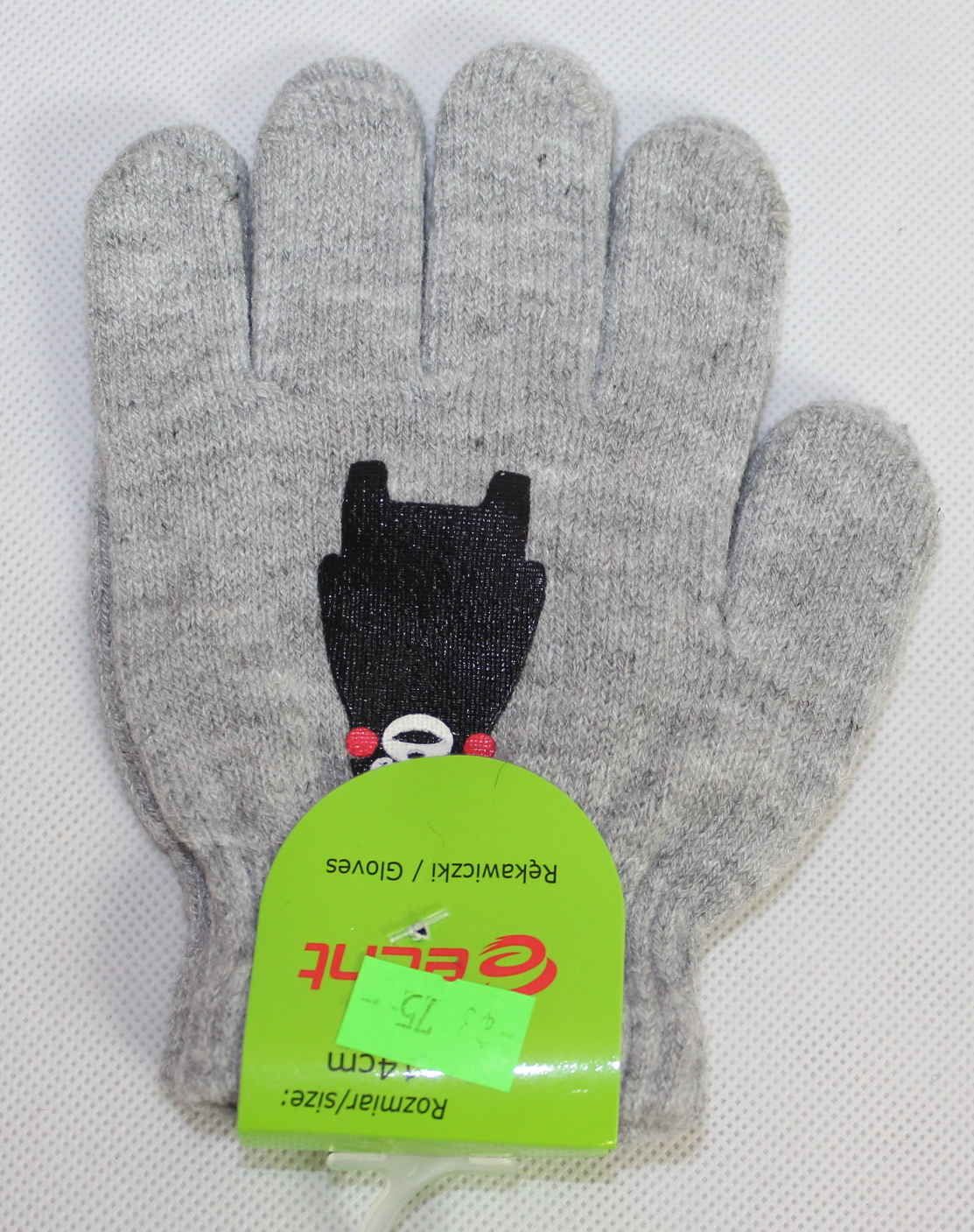 Dětské prstové rukavice,šedé s medvědem prstové rukavice, slabé rukavice, pletené rukavice, chlapecké prstové rukavice, dívčí prstové rukavice Echt