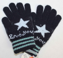Dětské prstové rukavice, tmavě modré prstové rukavice, úpletové rukavice, pletené rukavice, dívčí prstové rukavice
