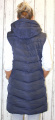 Dámská dlouhá vesta, dámská prošívaná vesta, dlouhá vesta s límcem, dlouhá modrá vesta, vesta s kapucí, teplá dlouhá vesta, jarní dlouhá vesta, podzimní dlouhá vesta, modrá dlouhá vesta Ature Design