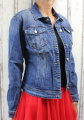 Dámská džínová bunda modrá, letní džínová bunda, džínová elastická bunda, džínová bunda, moderní džínová bunda,  modrá džíska, rozdrbaná džínová bunda, pružná džínová bunda | XS, S, M, L, XL