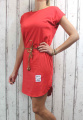 Dámské letní šaty, plážové šaty, dámská tunika, pohodlné šaty, dámské šaty s páskem, pouzdrové šaty, červené šaty Italy Moda