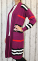 Dámské sako, dámský kardigan, pletený kardigan, dámský dlouhý svetr, dlouhý pletený kardigan, dámský svetr, fialovo-černý kardigan FASHION