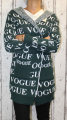 Dámské sako, dámský kardigan, pletený kardigan, dámský dlouhý svetr, dlouhý pletený kardigan, dámský svetr, zeleno-bílý dlouhý svetr FASHION