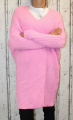 Dámský dlouhý pletený kardigan, dlouhý pletený svetr, dlouhý růžový svetr, růžový kardigan, růžový dlouhý svetr