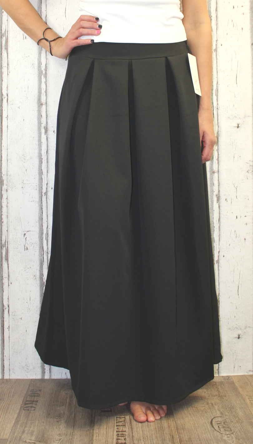Dámská dlouhá sukně, dámská balonová sukně, dlouhá černá sukně, skládaná sukně, černá sukně, dlouhá sukně se širokou gumou, elegantní dlouhá sukně Italy Moda