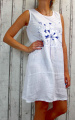 Dámské letní šaty, šaty s širokými ramínky, bílo-modré letní šaty, bavlněné šaty, lněné šaty Italy Moda