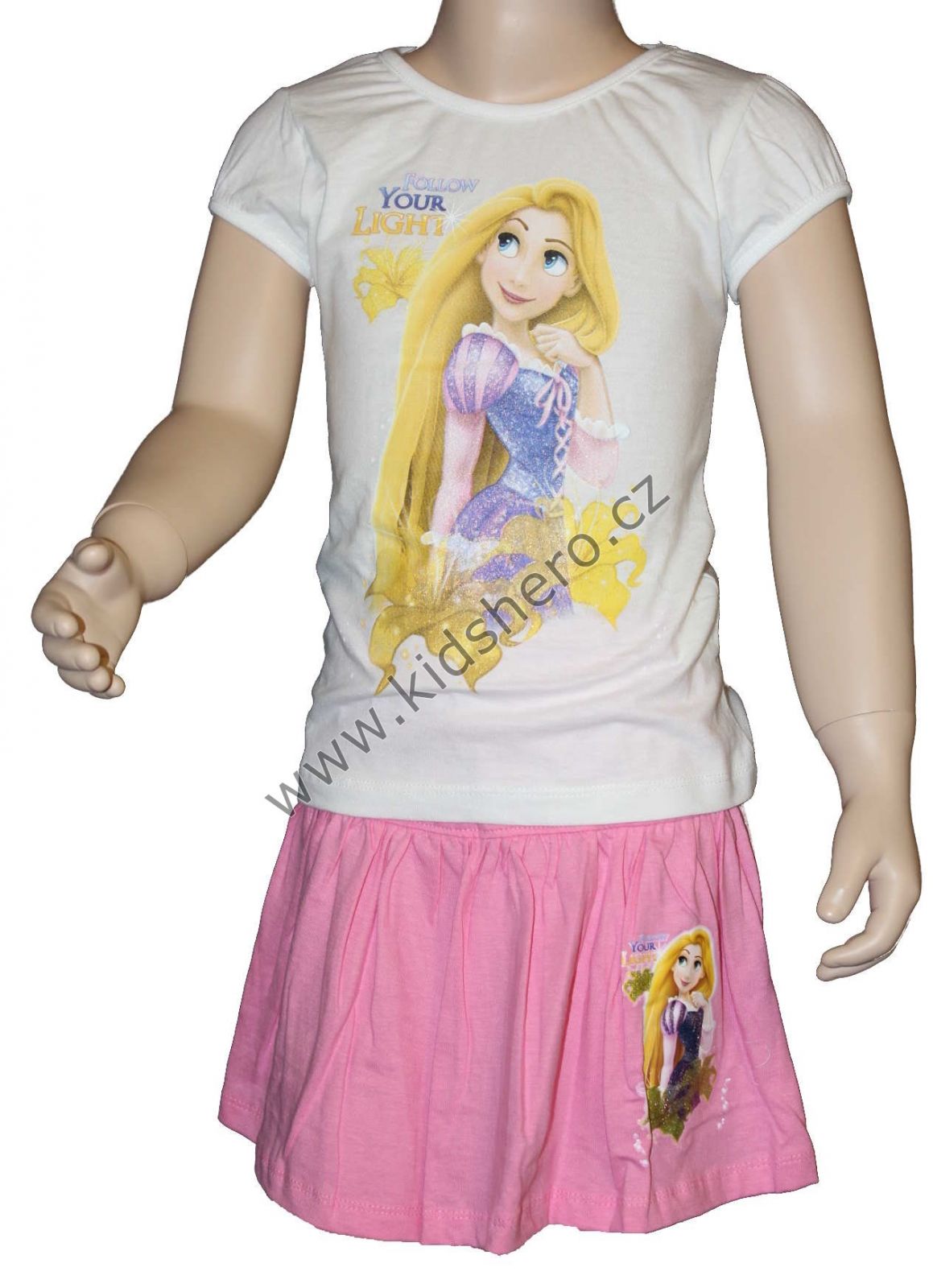 Letní set - tričko+sukýnka PRINCESS - bílo-růžový Disney