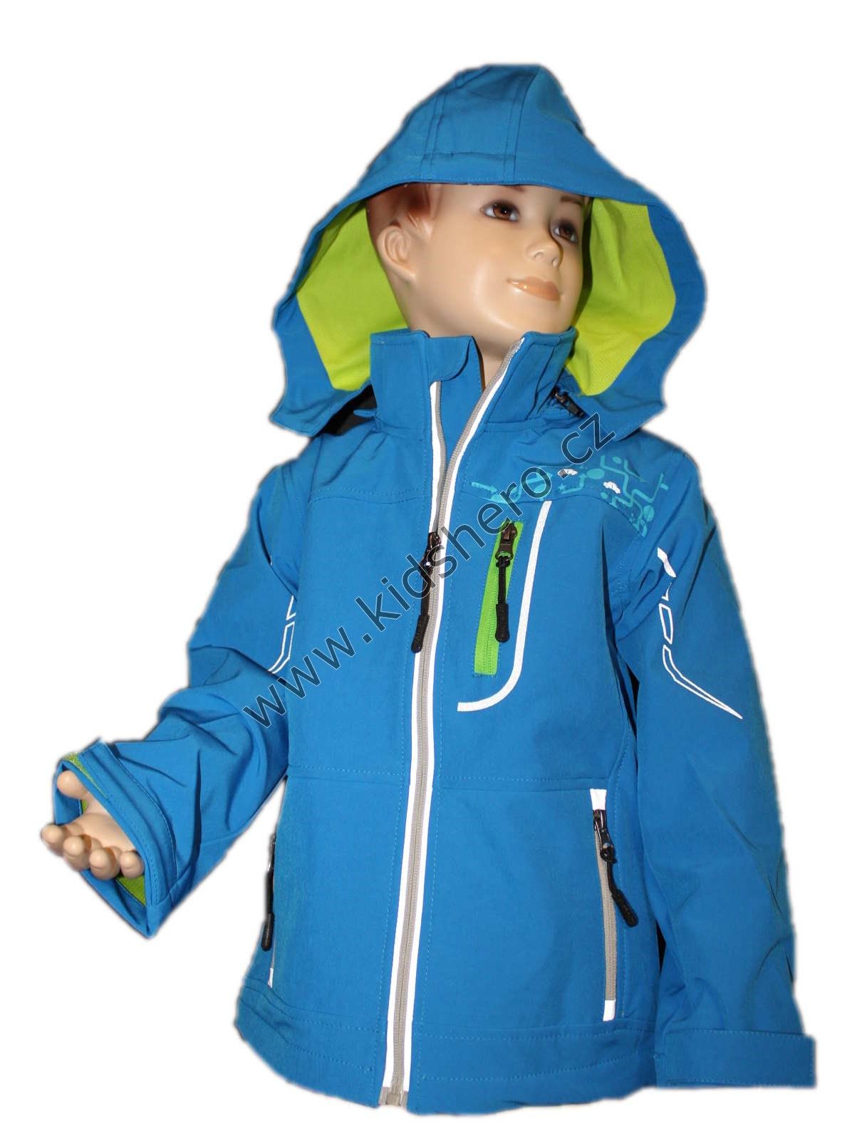 Dětská jarní softshellová bunda KUGO, modrá jarní bunda, softshellová bunda